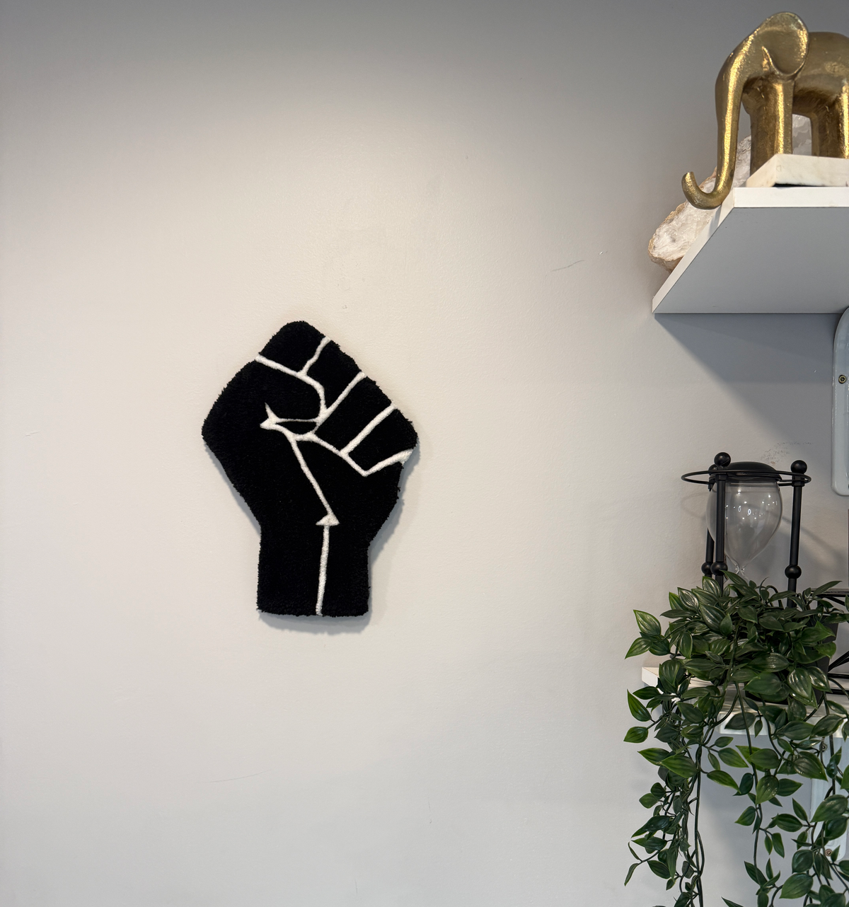 Black Power Fist Wall Rug